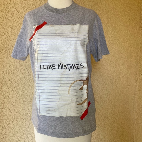 Golden Goose Printed T-Shirt "I Like Mistakes" Grey Small - Picture 1 of 9